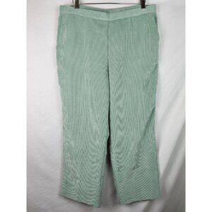 Alfred Dunner Women's Pants Size 18 Green Corduroy Pants Pull On Elastic Waist